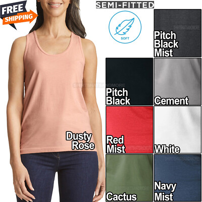 Ladies Gildan Soft Blended Tank Top Womens Sleeveless Racerback Tee S-2XL NEW!