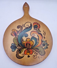 Vintage Original NORWEGIAN ROSEMALING Wood Wall hanging Peterson 11.75"