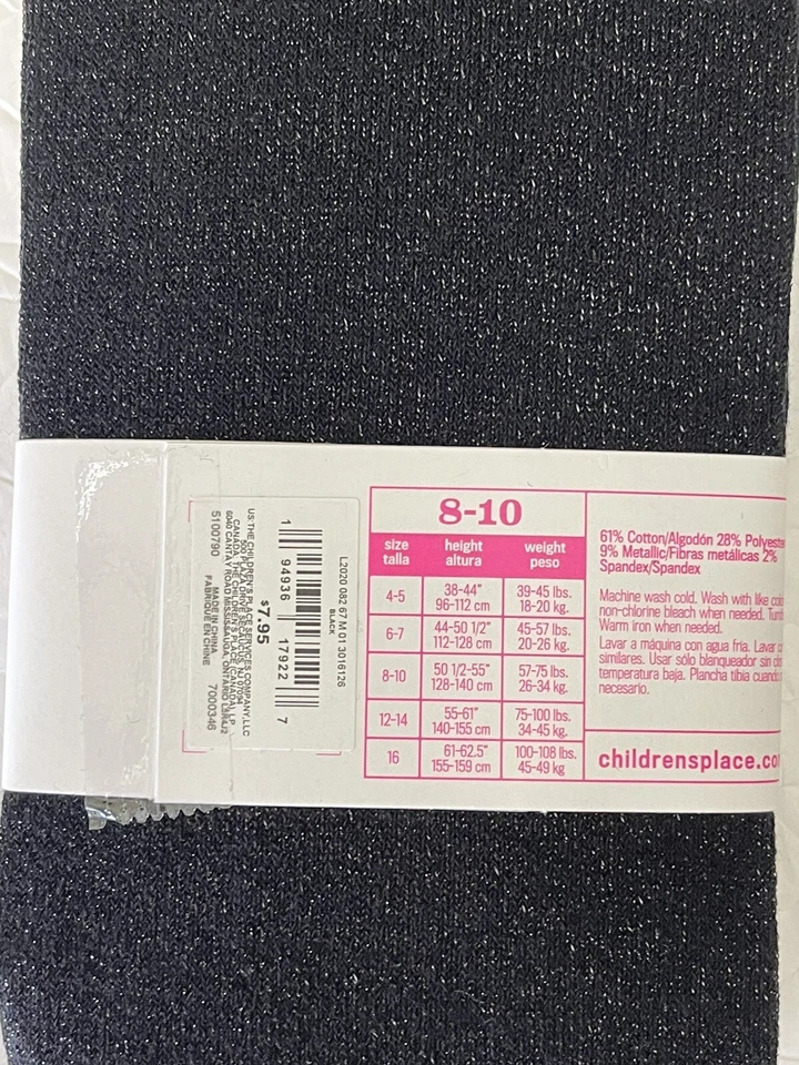 Medias negras brillantes The Children's Place Girls 1 par talla 8-10 Foto 3 de 4