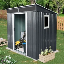 6x5 FT Outdoor Metal Storage Shed with Window and Lockable Door for Garden Black