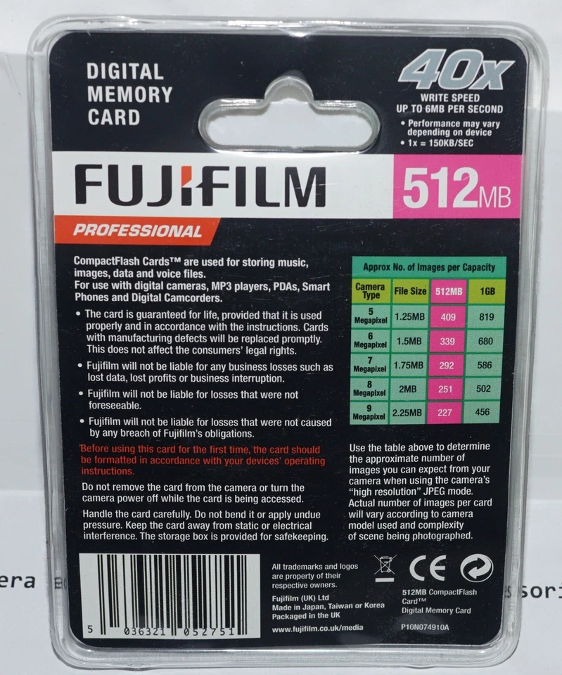 Genuine FujiFilm 512MB Compact Flash CF Memory Card For FinePix S5 S3 S2 S1 Pro - Image 3 of 4