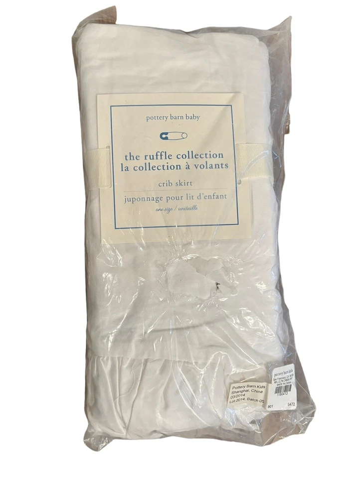 Nuevo 2014 Pottery Barn Niños Bebé Cuna Cama Falda Triple Nivel Polvo Volantes Blanco Foto 2 de 4