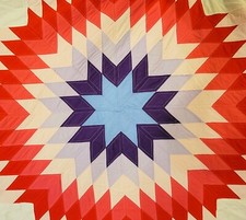 NEW Vintage Multicolor Patchwork Quilt 102" x 100" - 40 Years Old - Homemade