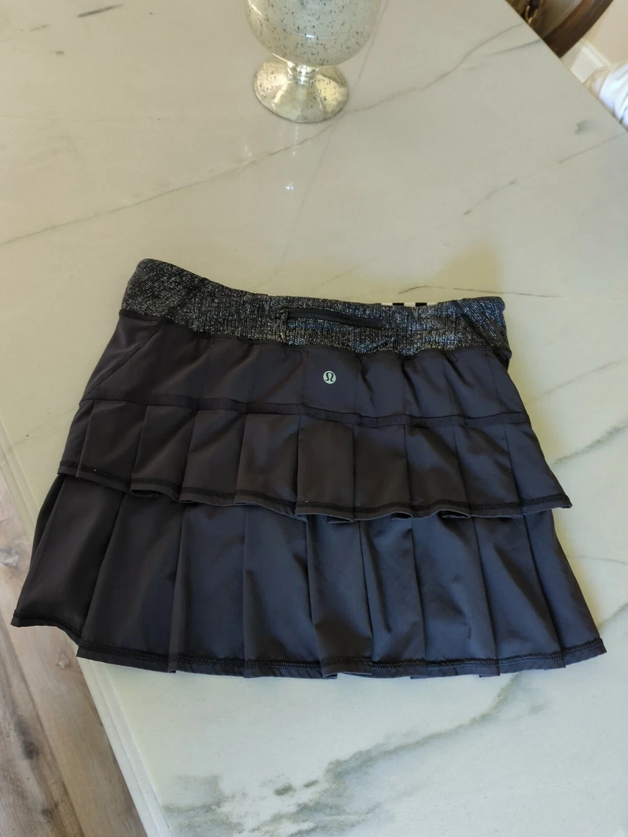 Lululemon Run Pace Setter Skort Back Ruffles Black Size 6