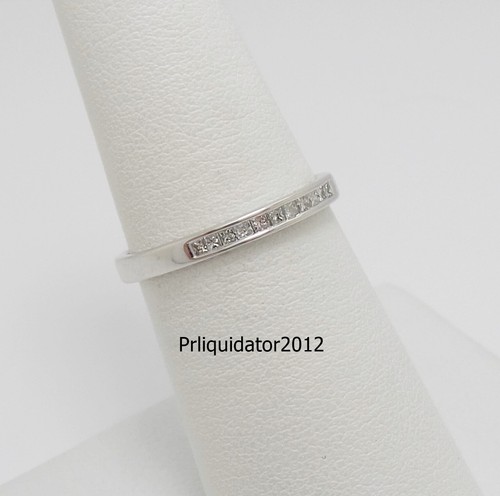 1/5CT Natural Princess Diamond Anniversary Wedding Band Ring 10K White Gold - Picture 2 of 11