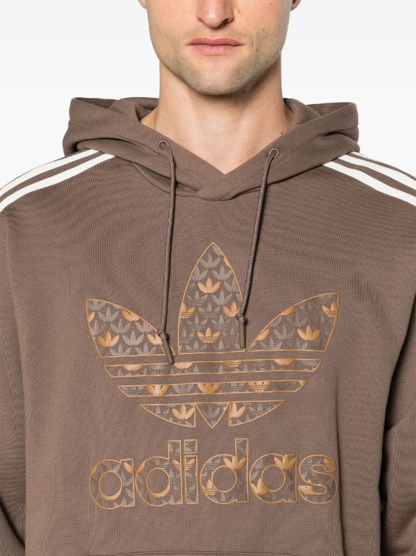 New Adidas Originals Firebird Classic Brown Monogram Hoodie Multiple Sizes