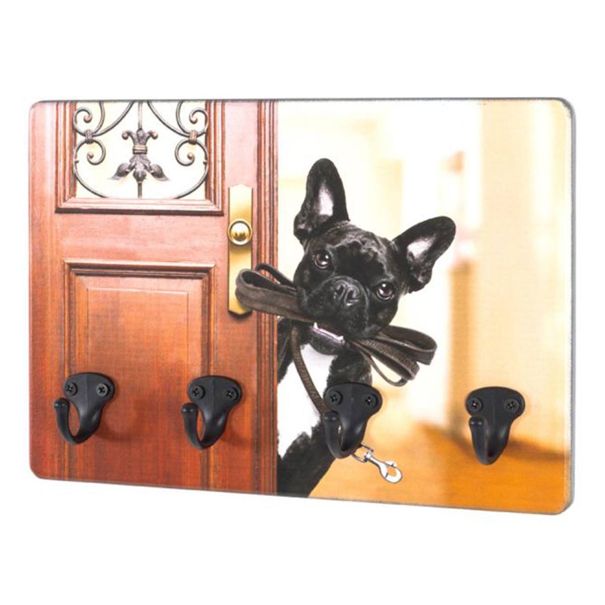 Porte-clés mural chien 30cm marron et noir idée cadeau pour maître