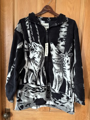 Kokopelli Fleece Jacket Womens XL Wolf AOP Southwestern Full Zip