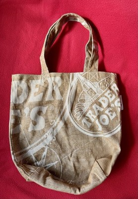 Trader Joe's Very Rare Double Handle Canvas Logo Tan Tote Bag New Without Tags