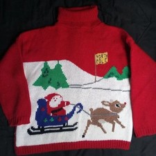 Vintage Bravo North Pole Santa Claus Rudolph Christmas Turtleneck Sweater