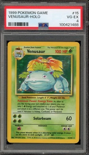 Pokemon Venusaur Base Set Unlimited Holo Rare #15 PSA 4
