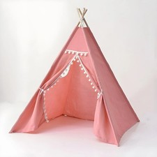 NEW 110CM Canvas Kids Teepee Star Wood Indian Tent Child In/Outdoor Play House
