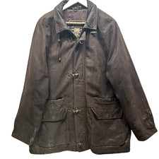 Leather Fireman Clasp Field Jacket Mens Extra Large Brown Military  Distressed