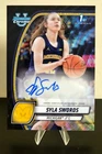 Syla Swords 2024-25 1st Bowman U Chrome 🏀 Prospect Auto Black Wave Parallel 65