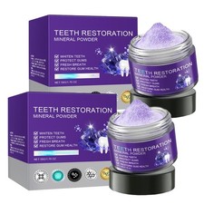 2PCS Purple Teeth Restoration Mineral Powder, Mineral Tooth Powder, Dental Re...
