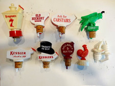 Vintage Liquor Bottle Top Pourers, Seagram 7, Kessler, Corby, Carstairs, Jacquin