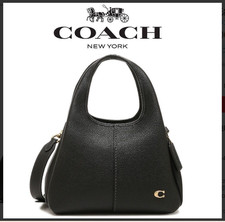COACH CM545 Lana Shoulder Bag 23 Polished Pebble Leather Black Outlet New