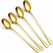 Iced Tea Spoons Long Handle Set of 4, 7.7" Stainl Steel Long Teaspoons