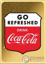 GO REFRESHED COCA COLA Thru Decades 1/500 Oz Gold Coin 3000 Francs Chad