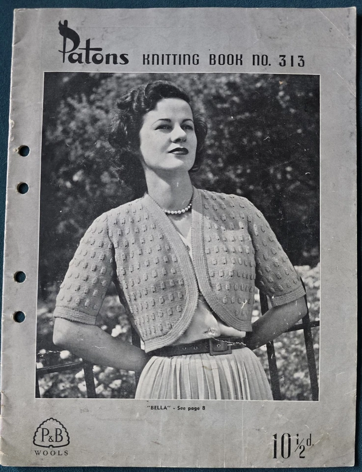 1940s Nordic Fair Isle Banded Summer Bolero Mohair Patons 313 Knitting Pattern - image 2 of 4