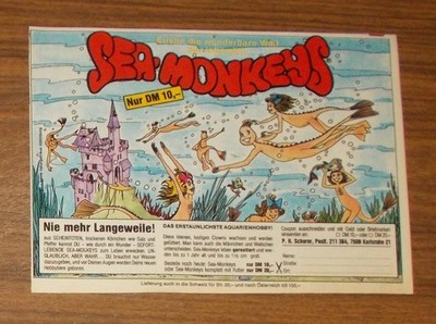 Seltene Werbung Die wunderbare Welt der SUPER SEA-MONKEYS Urzeitkrebse #3 1986
