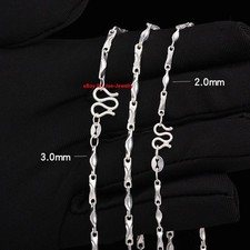 Pure 999 Fine Silver Necklace Carved Tube Link Chain Women Men Necklace 2mm 3mm