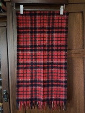 Vtg Pendleton Woolen Mills Red Plaid Virgin Wool Scarf USA Retro See Photos