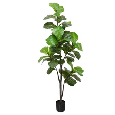 Artificial Fiddle Leaf Fig Tree 6ft, Large Faux Plant Fake Ficus lyrata Silk ...
