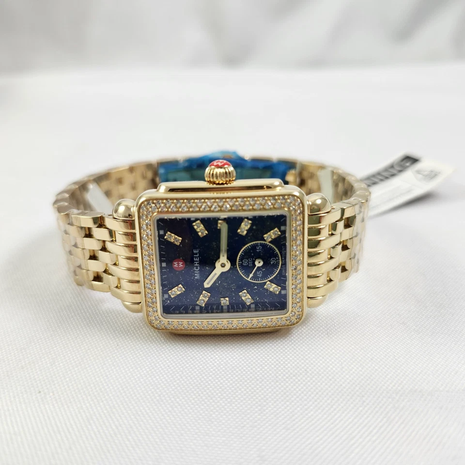 Michele Deco II Mid Gold Diamond Blue Lapis Watch MWW06V000126  Refurb - Image 4 of 4