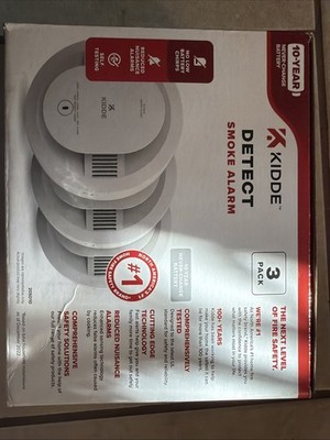 Kidde Detect 3-Pack 10-Year Never Change Battery Operated Smoke Alarm (20SD10)
