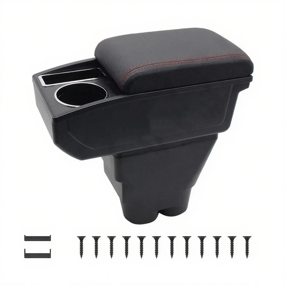 Caixa de apoio de braço central para Peugeot 207 caixa de armazenamento camada dupla com porta-copo - Imagem 3 de 4