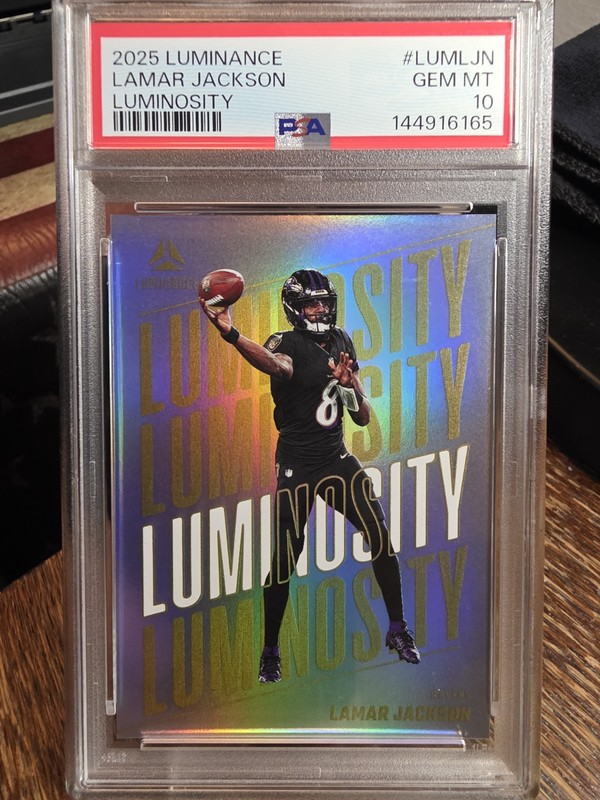 2025 Luminance Lamar Jackson Luminosity PSA Ravens Football Case Hit