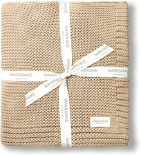 Organic Cotton Throw Blanket GOTS Certified Organic Knit Blanket Couch Bed Neutr