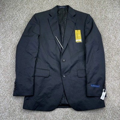 NEW Stafford Super 100% Wool Suit Jacket Sport Coat Mens Size 40 Long Black *