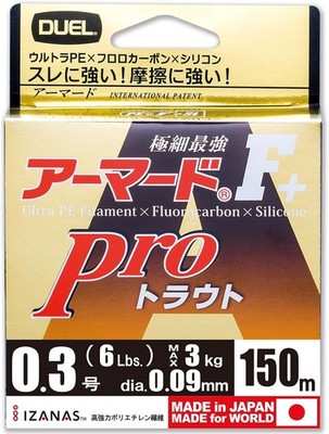 DUEL Armored F+ Pro Trout 150m 6lb #0.3 UltraPE Fluorocarbon Silicone new
