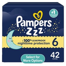 Pampers Swaddlers Overnight Zzz Baby Diapers Size 6, 42 Count