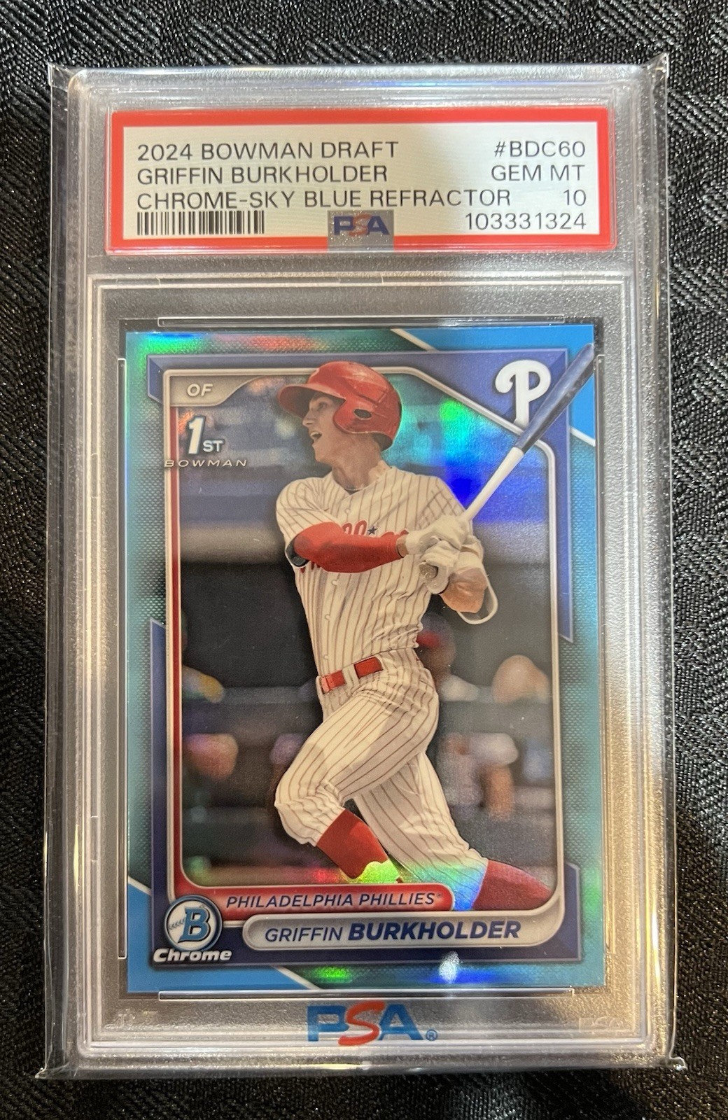 2024 Bowman Draft Chrome Sky Blue #BDC60 Griffin Burkholder PSA 10