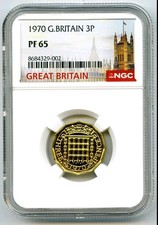 1970 UK Great Britain 3p Threepence Proof Coin NGC Graded PF65 Last Year of &pound;sp