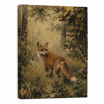 Red Fox Forest Canvas Art Painting Nature Home Decor Custom Gift