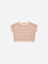 Rylee + Cru Boxy Crop Knit Tee Honeycomb Stripe Top Size 4-5 Years Girls