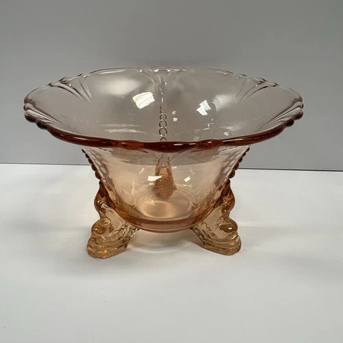 Heisey “Empress” Pink Depression Glass 3-Toed Dolphin Mayonnaise Bowl