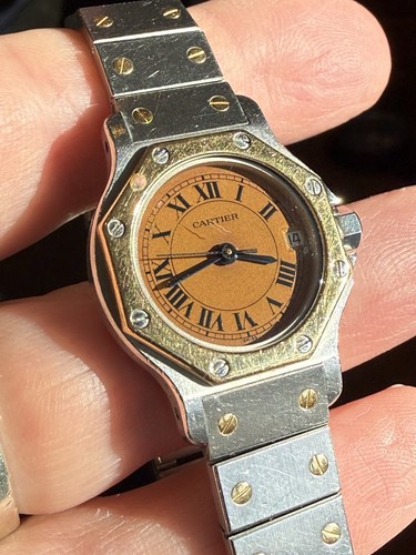 Cartier Santos Octagon 187903 Gold & steel With Patina