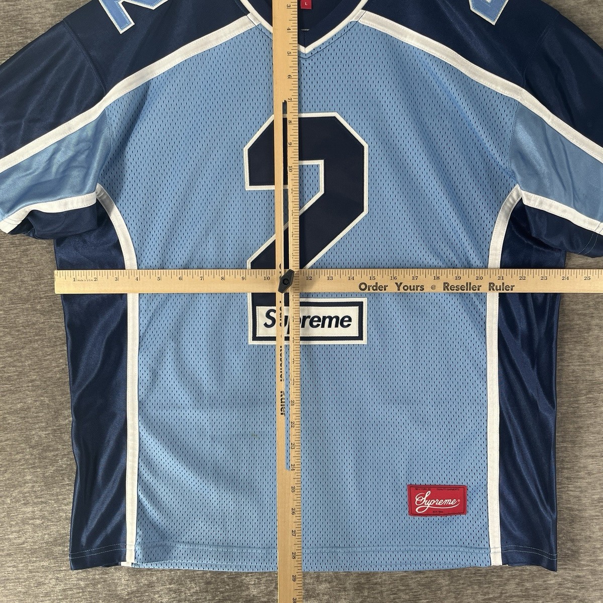 Supreme Above All S/S Football Jersey #2 Jacquard Knit Blue Logo