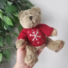 Vintage 2000 Hugfun Red Knit Sweater Teddy Bear Christmas Holiday Knit