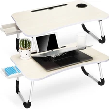 Sintuff 2 Pcs Laptop Bed Desk Foldable Lap Tray with Drawer Cup Holder Large Lap