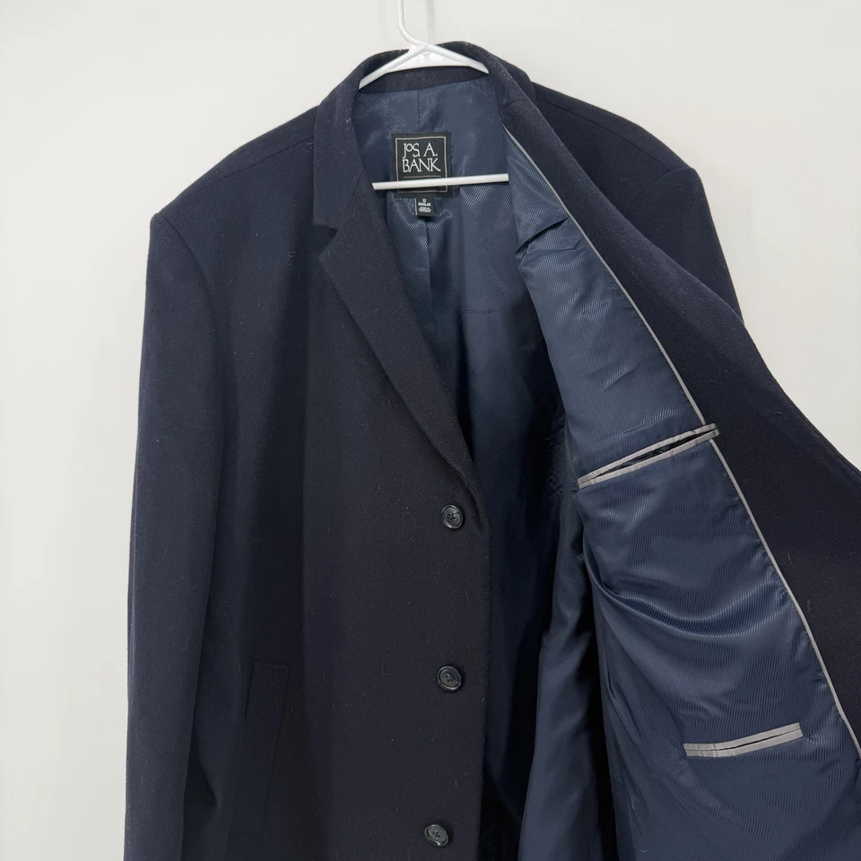 Jos. A. Bank Executive Navy Blue Wool Blend  Overcoat Jacket Mens Size 52R - Image 3 of 4