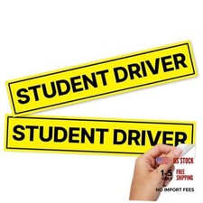 Reusable Slim Student Driver Stickers for Cars Windows - Non-Magnetic - 2 Pack