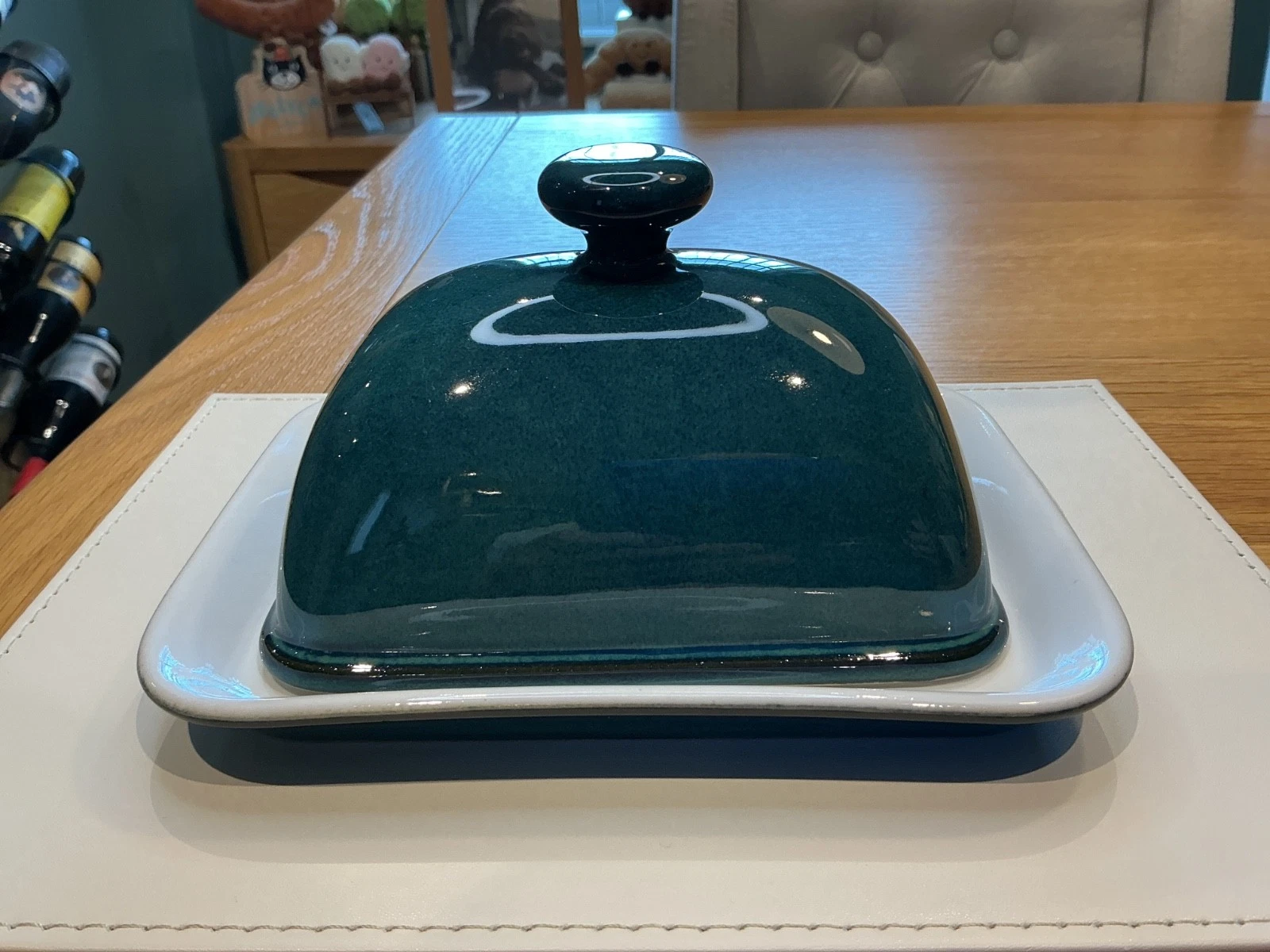 DENBY GREENWICH LIDDED BUTTER DISH STONEWARE TABLEWARE VERY GOOD CONDITION