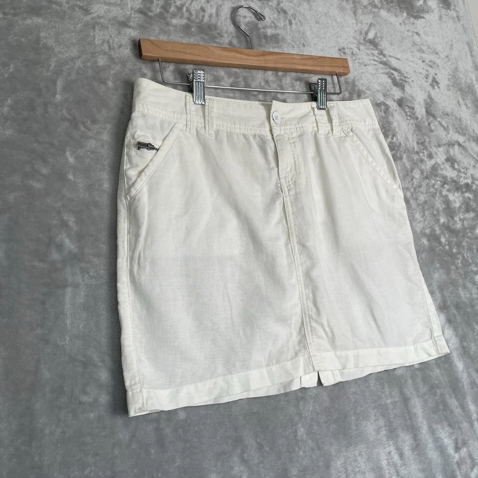 Minifalda Converse de lino para mujer 6 bolsillos con cremallera marfil blanco roto de colección Y2K Foto 2 de 4