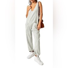 Free People We The Free High Roller Jumpsuit blue Railroad Overalls XS
